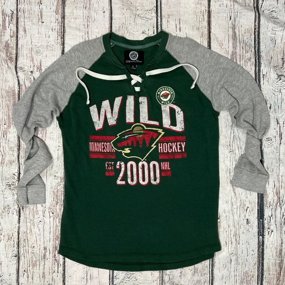 Minnesota Wild Retro NHL Hockey Thermal Large Long Sleeve Shirt Mens - Picture 1 of 5